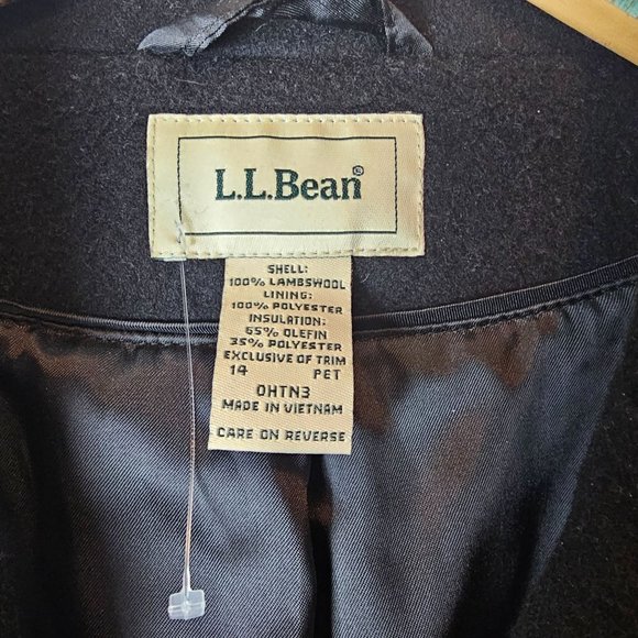 L.L. Bean Women's Calf Length Black 100% Lambswool Big Button Mid Pocket, Sz 14 - Picture 7 of 10